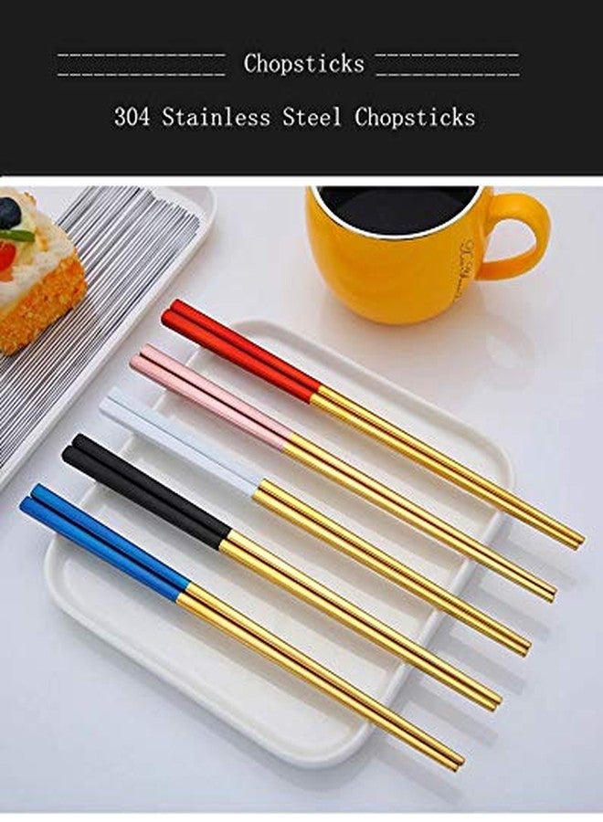 Iktu 5 Pairs Reusable Chopsticks Set - Stainless Steel Japanese Chopsticks, Lightweight Easy to Use Chop Sticks with Case for Sushi, Noodles and Other Asian Food (Gold - 5 Pair) - Image 5